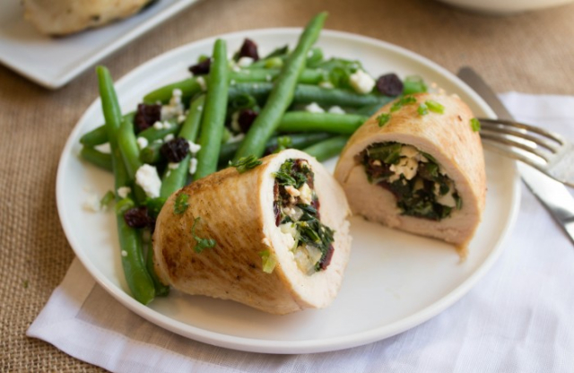 Tart Cherry, Kale, and Feta Stuffed Chicken