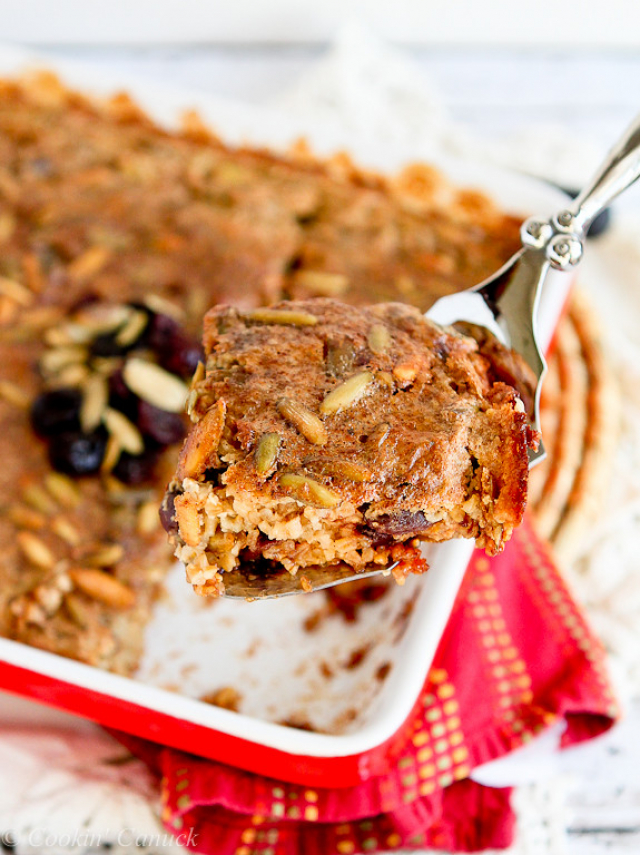 Baked Steel Cut Oatmeal with Tart Cherries &amp; Pepitas